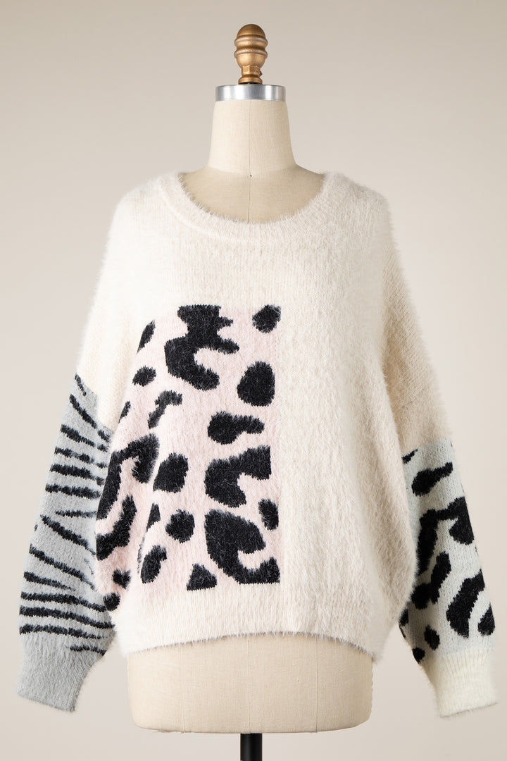 My Cozy Fuzzy Animal Sweater (Ivory)