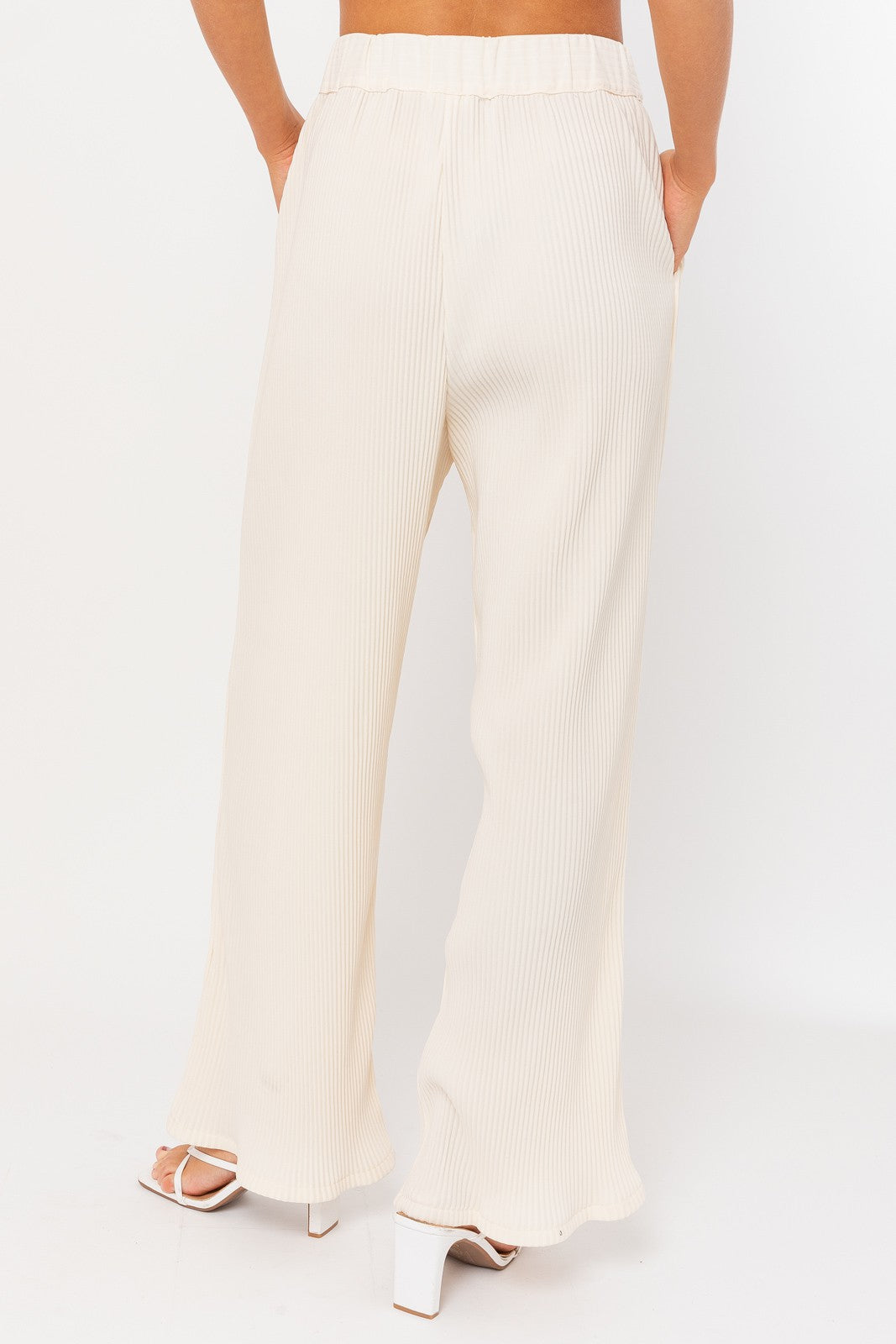 Le Lis Pinstripe Wide Leg Pant (Ivory)