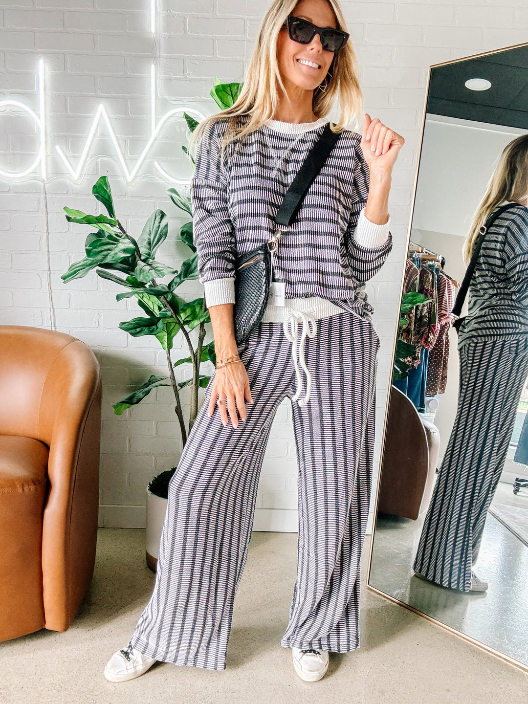 Zen Rib Striped Lounge Set (Black)