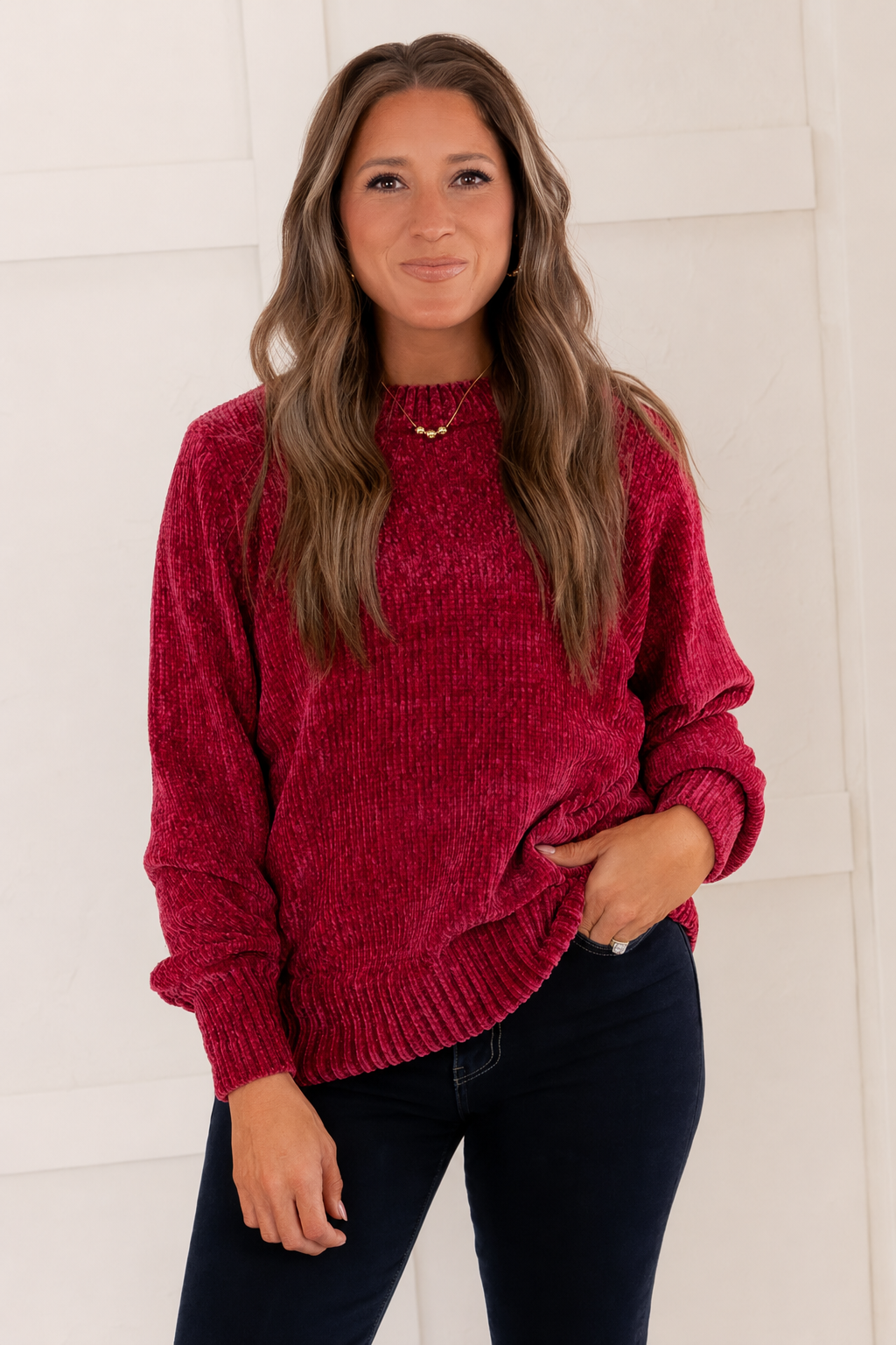 Zen Chenille Rib Sweater (Cabernet)