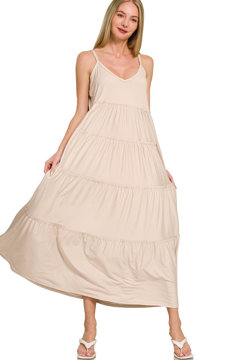 Zen Pocket Maxi Dress (Sand Beige)