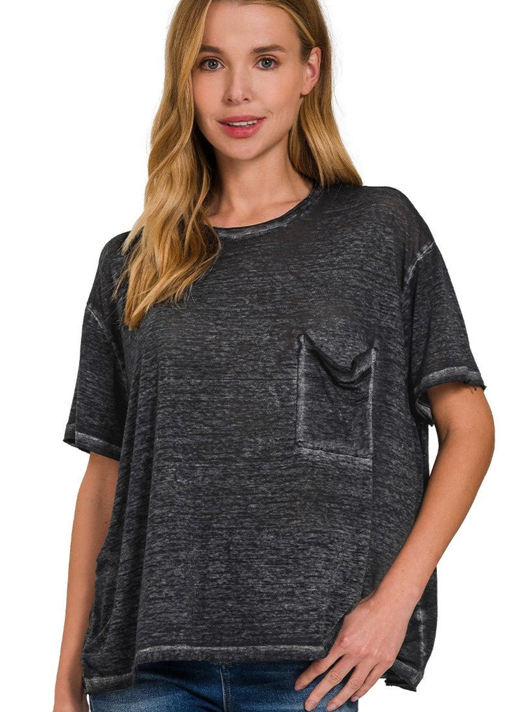 Zen Oversized Burnout Tee (Ash Black)