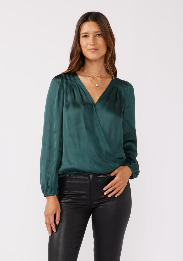 Lovestitch Satin Surplice Blouse (Teal)