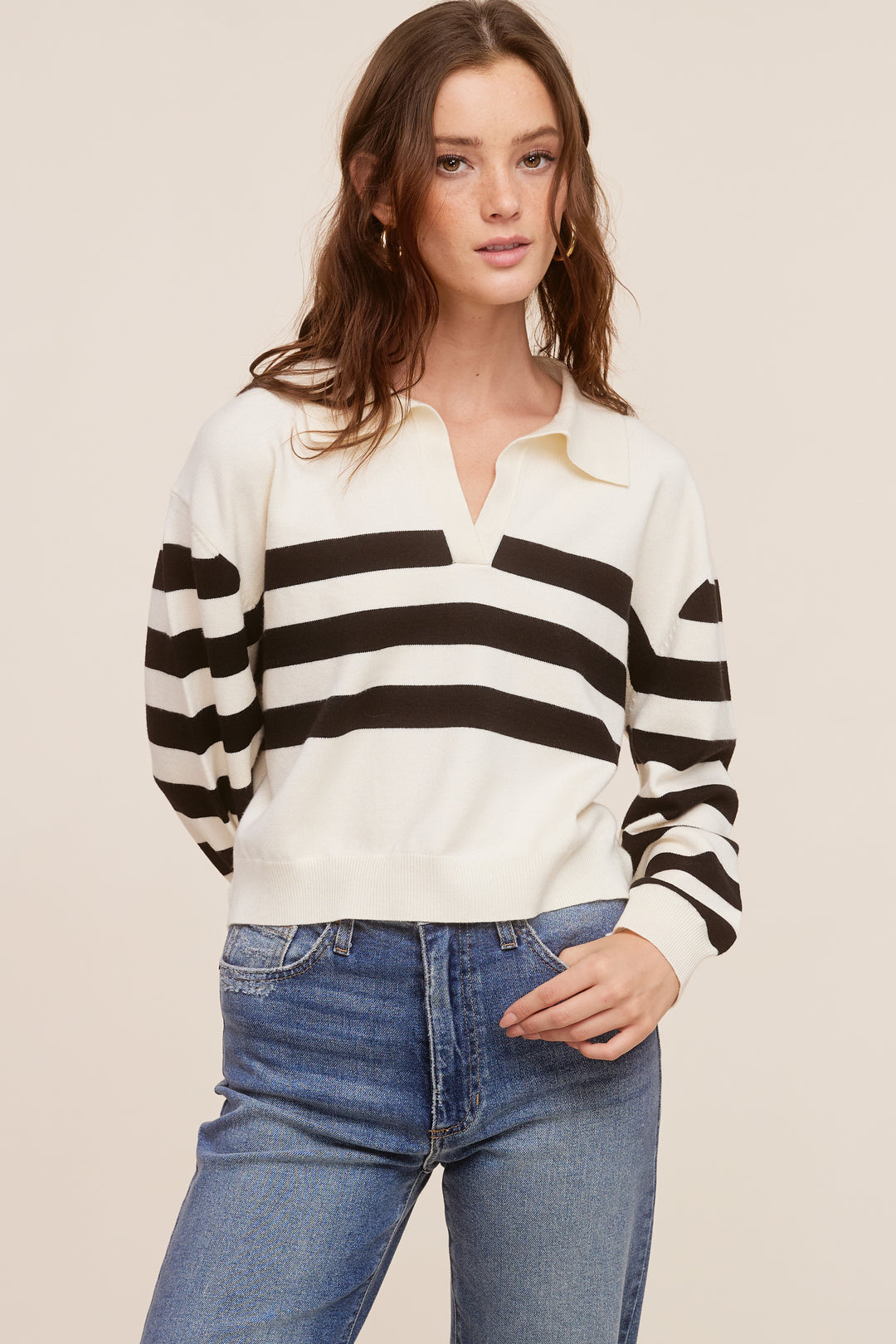 Jolie Striped Collared Sweater