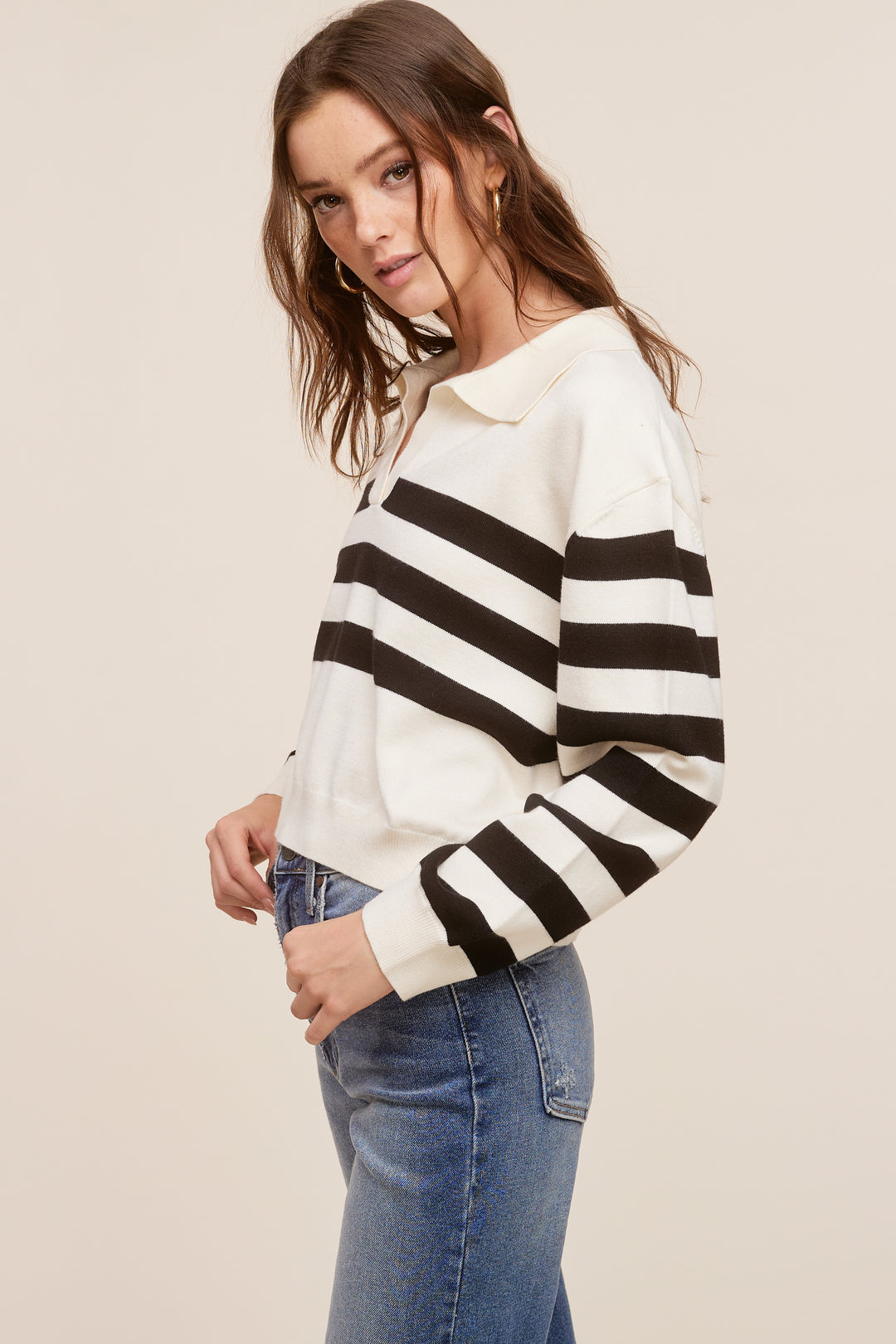 Jolie Striped Collared Sweater