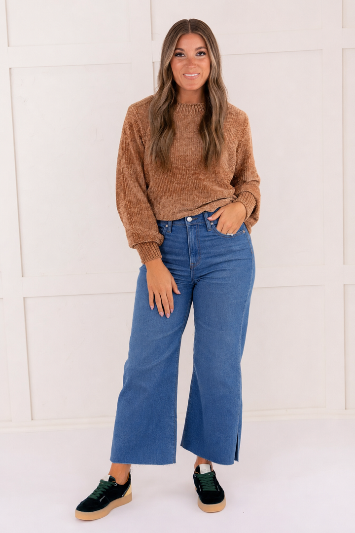 Zen Chenille Rib Sweater (Deep Camel)