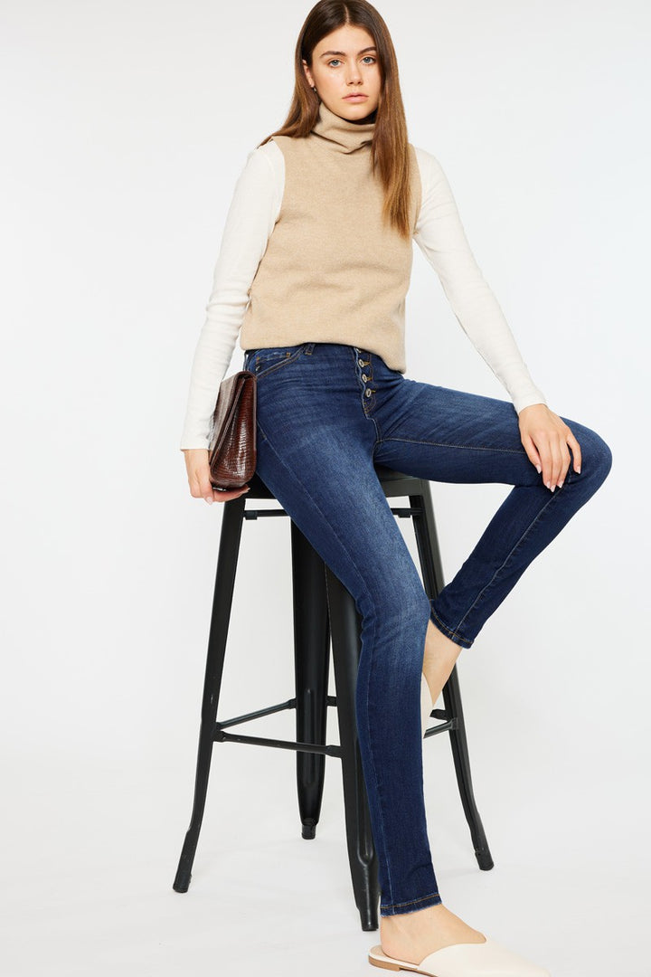 Kancan Sky Button Skinny Jean