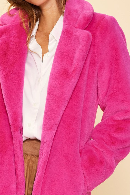 Skies Are Blue Teddy Coat (Berry Pink)
