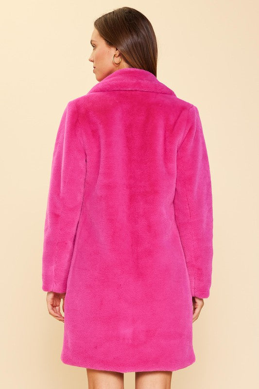 Skies Are Blue Teddy Coat (Berry Pink)