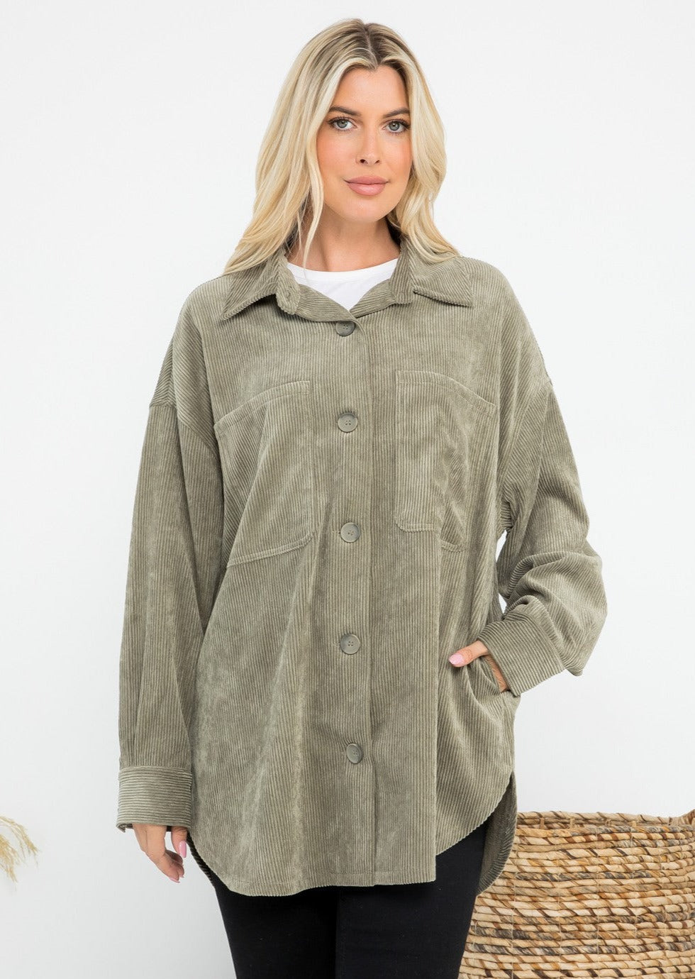 Twenty Six Corduroy Shacket (Sage)