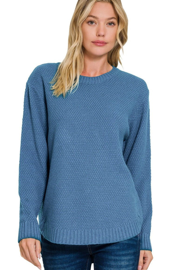 Zen Waffle Sweater (Dusty Blue)
