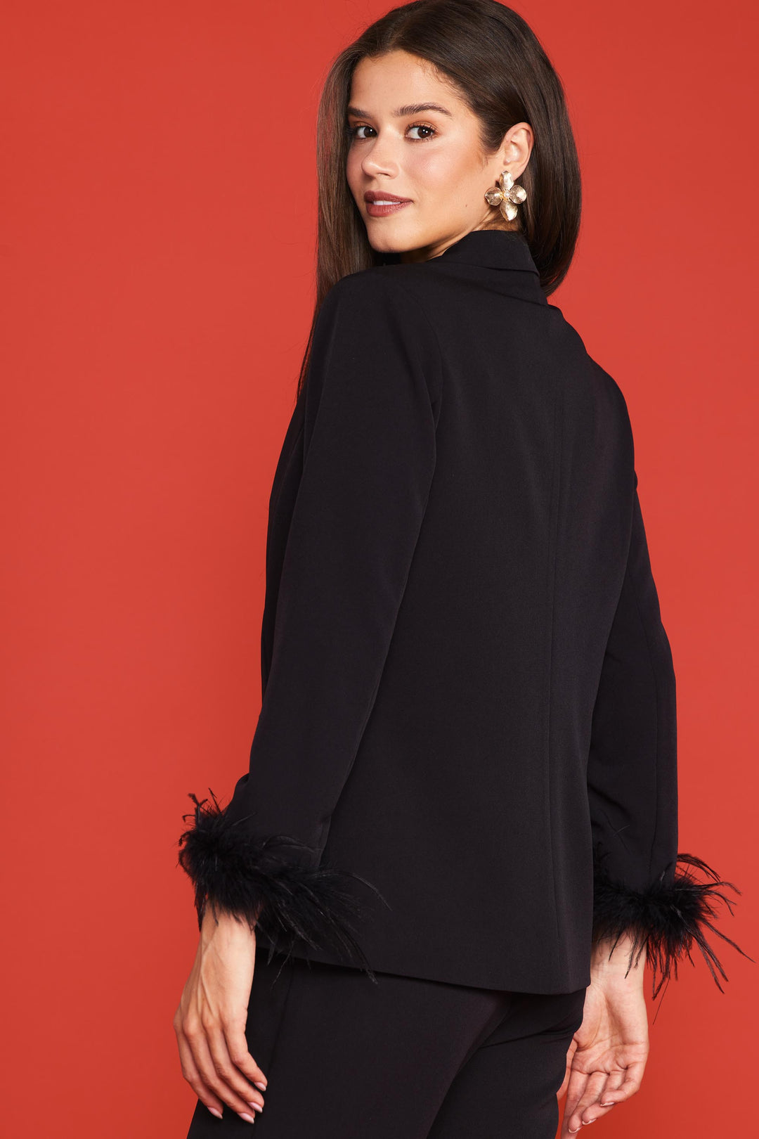 Skies Are Blue Feather Blazer (Black)