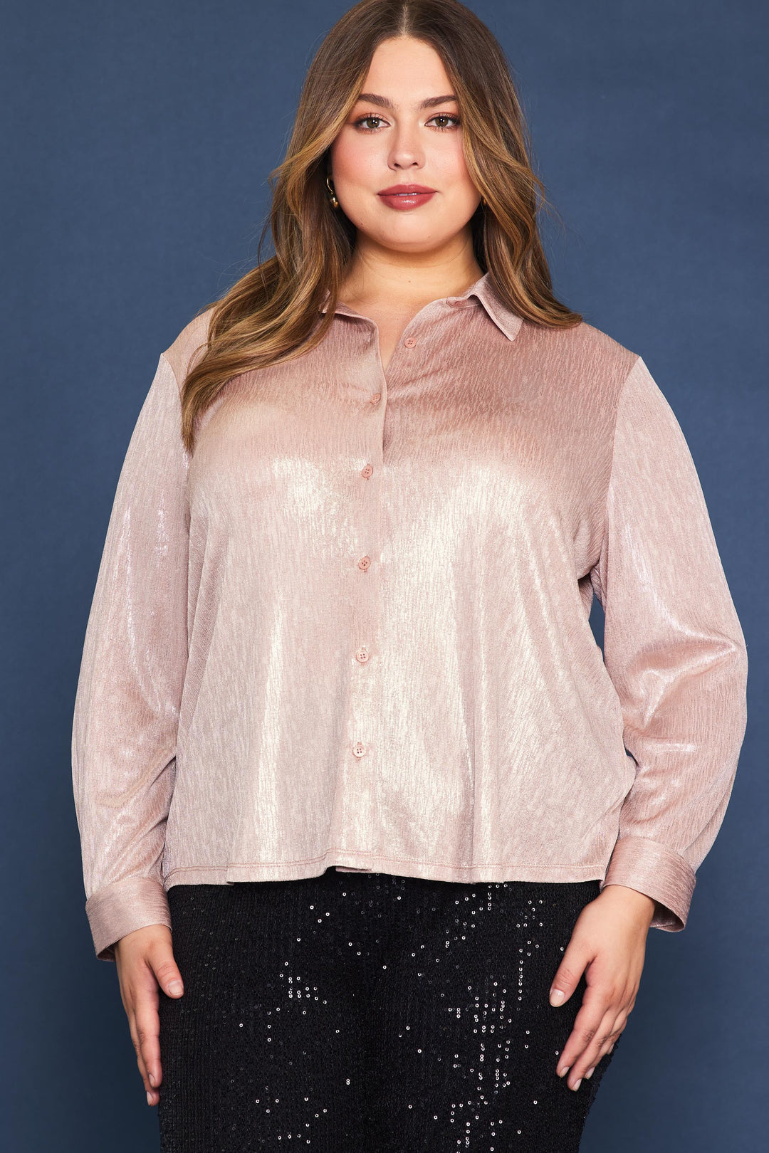 Skies Are Blue Dazzle Button Down Top