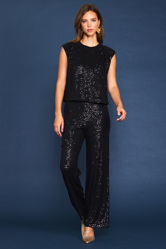 Skies Are Blue Sequin Pant (Black)