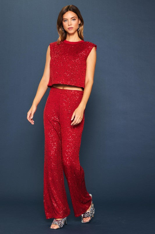 Skies Are Blue Sequin Tank (Red)