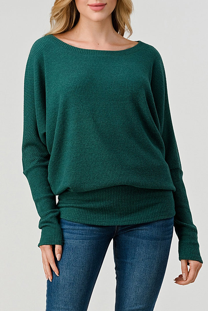 Natural Vibe Brushed Rib Top (Blue Green)