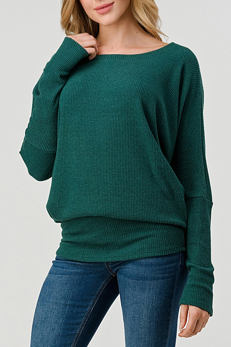 Natural Vibe Brushed Rib Top (Blue Green)