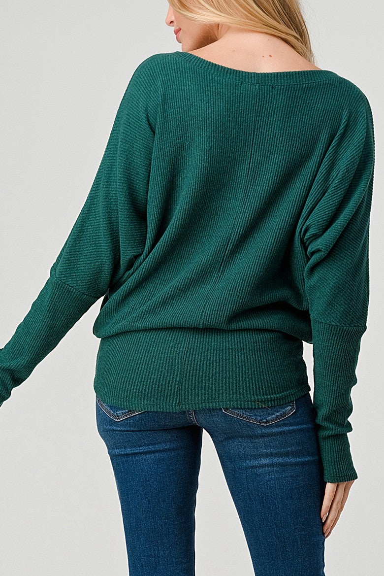 Natural Vibe Brushed Rib Top (Blue Green)