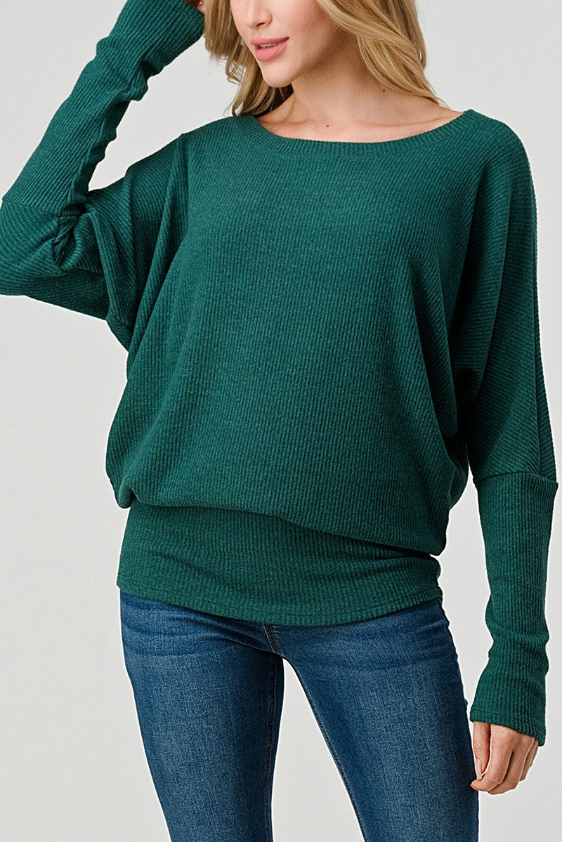 Natural Vibe Brushed Rib Top (Blue Green)