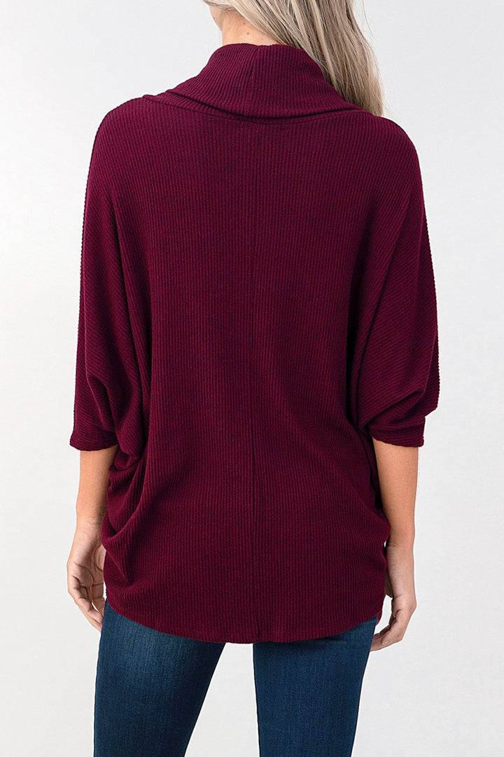 Natural Vibe Cowl Neck Sweater (Burgundy)