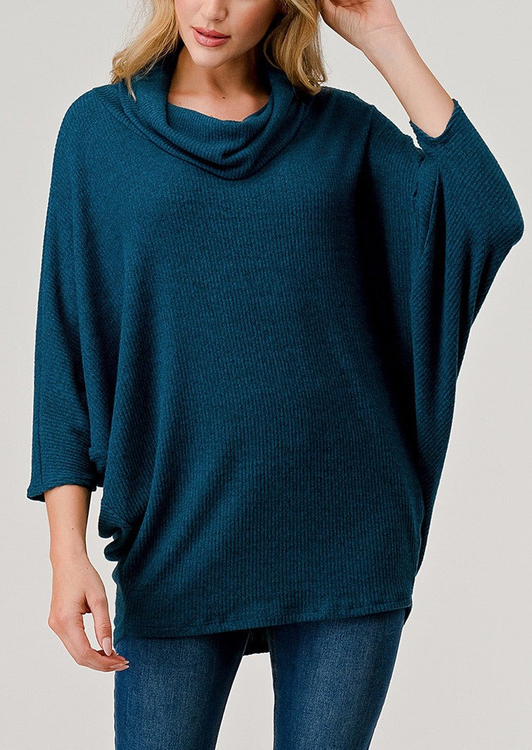 Natural Vibe Cowl Neck Sweater (Ink Blue)