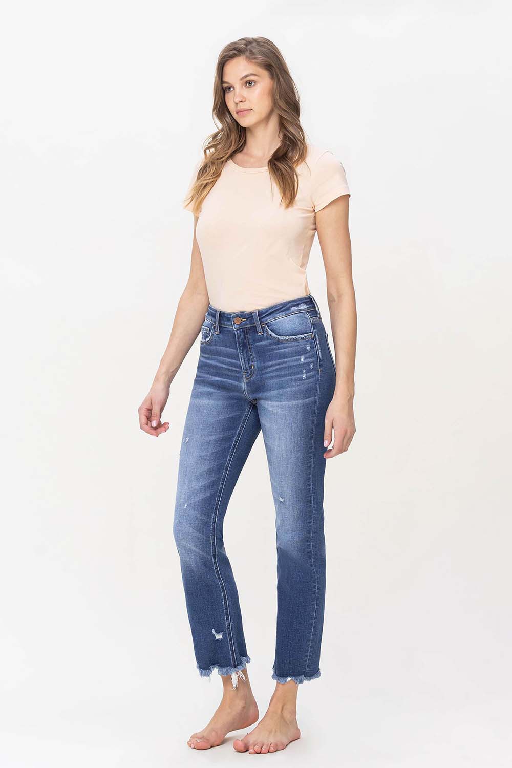 Flying Monkey High Rise Raw Hem Jean