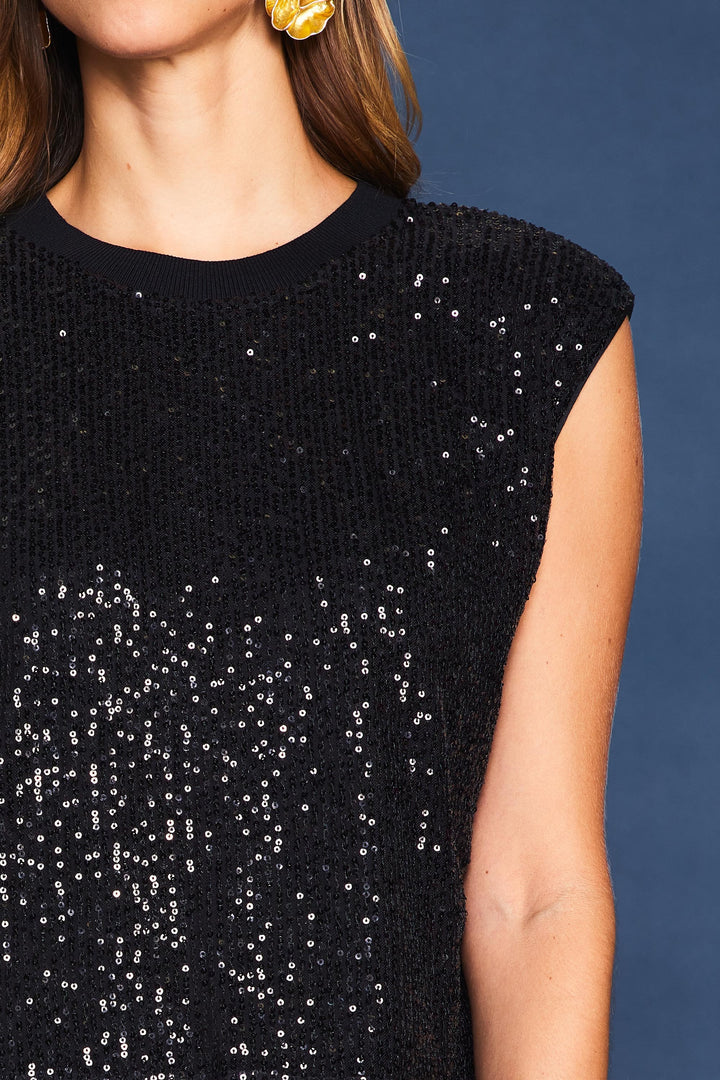 Skies Are Blue Sequin Tank (Black)