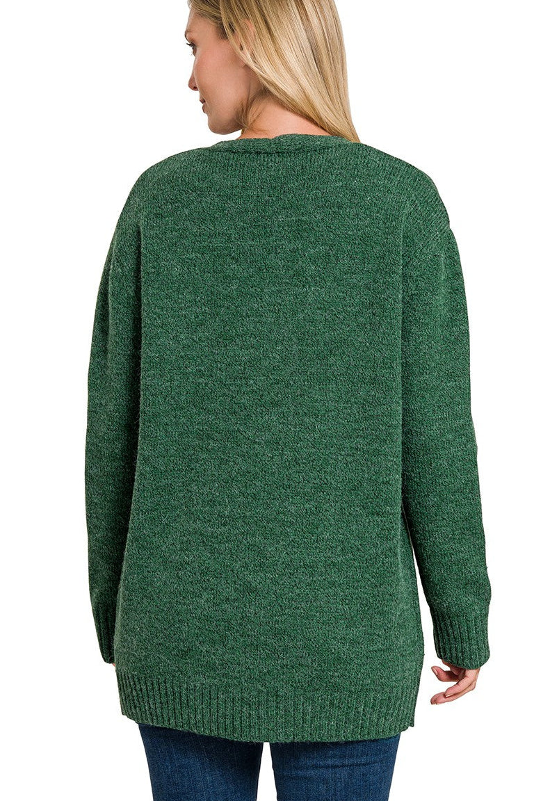 Zen Knit Pocket Cardigan (Dark Green)