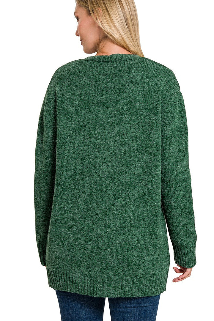 Zen Knit Pocket Cardigan (Dark Green)