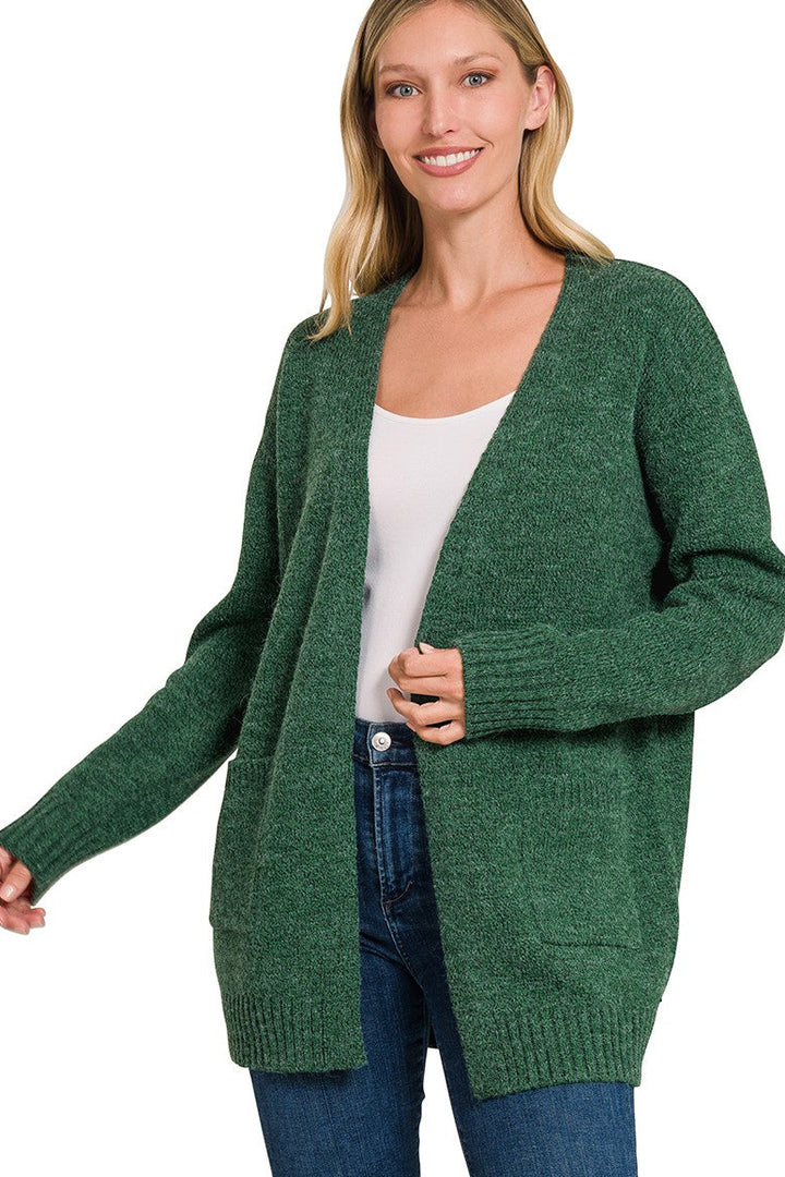 Zen Knit Pocket Cardigan (Dark Green)