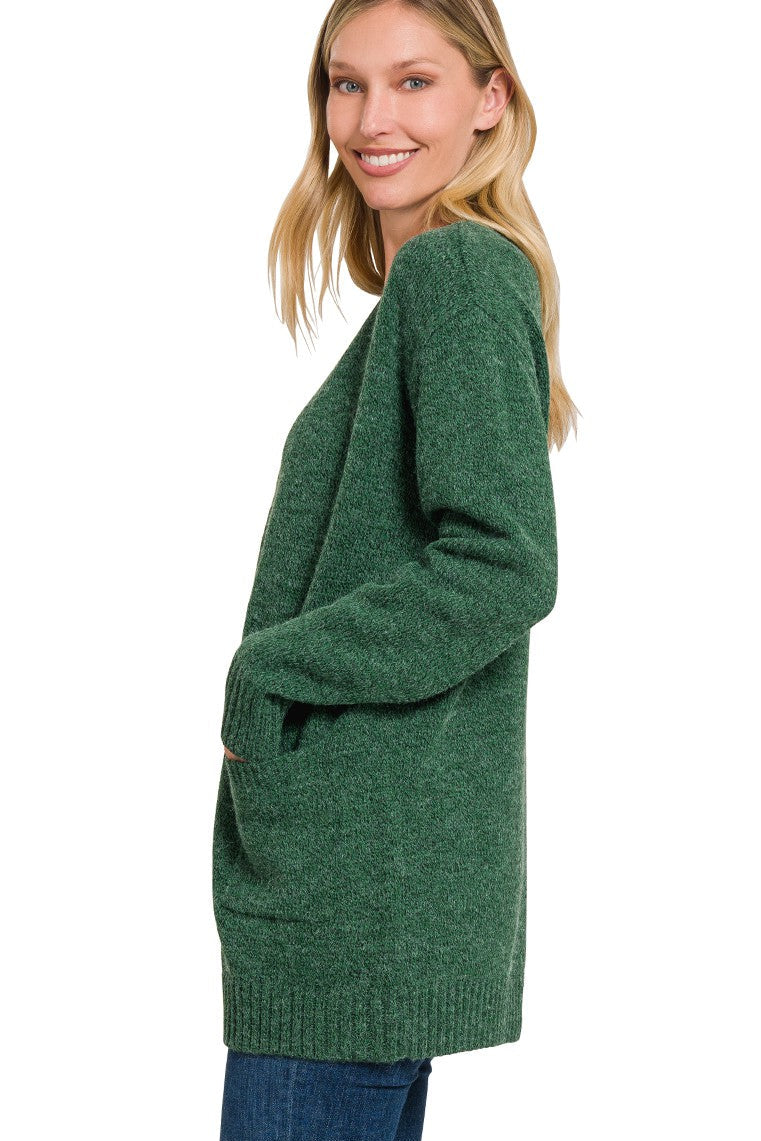 Zen Knit Pocket Cardigan (Dark Green)
