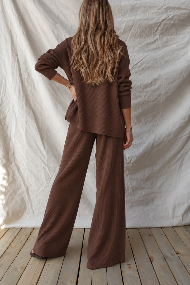 Zen Stella Rib Lounge Set (Brown)