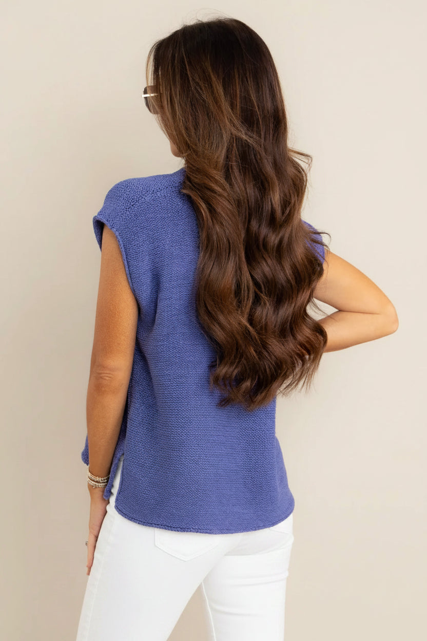 Zen Knit Sweater Tee (Cornflower Blue)