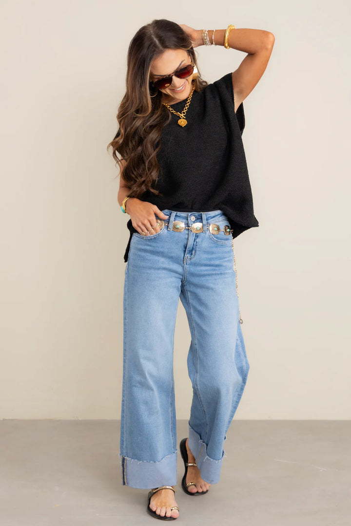 Zen Knit Sweater Tee (Black)