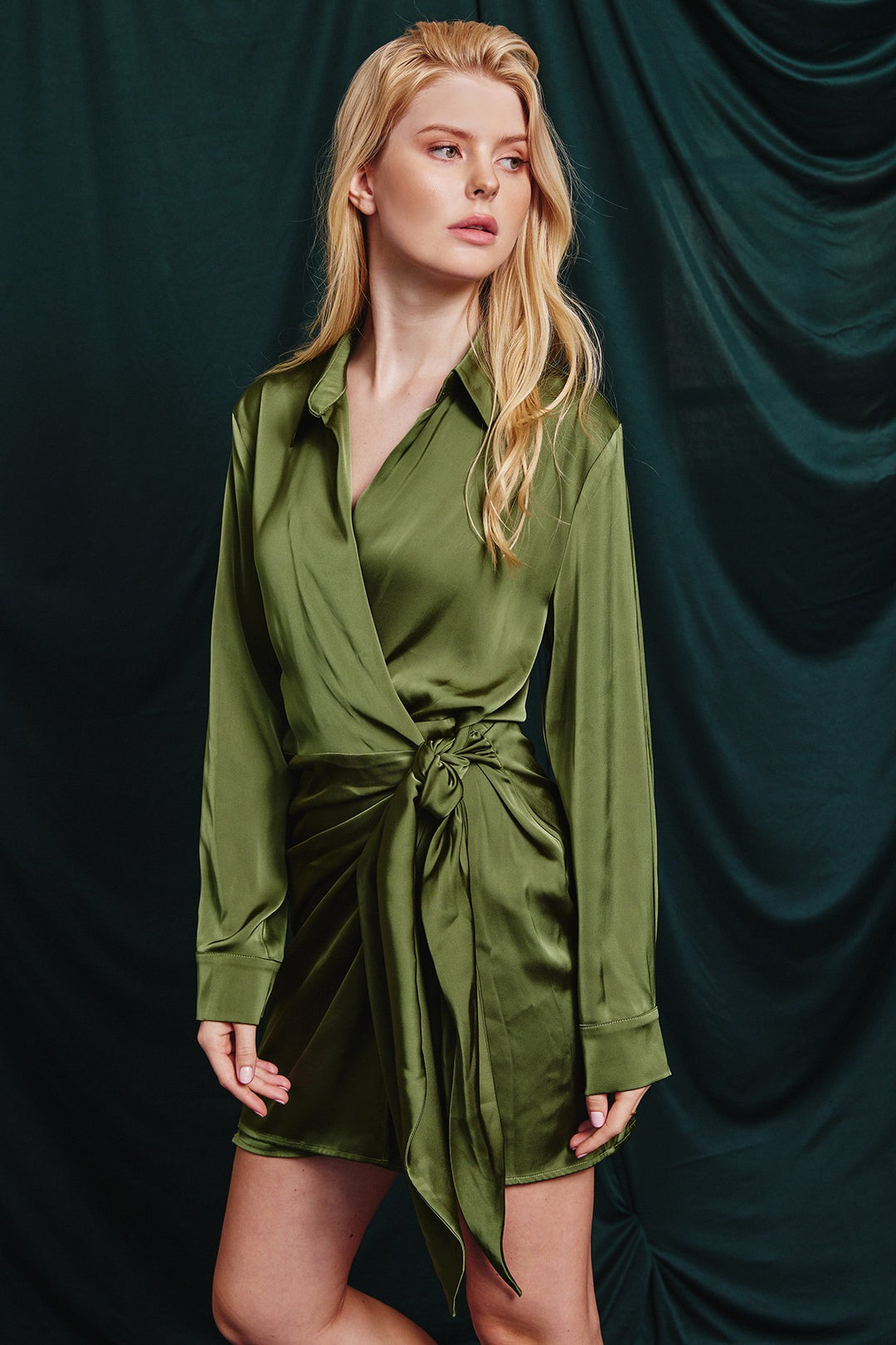 Forum Silk Wrap Dress (Peridot Green)