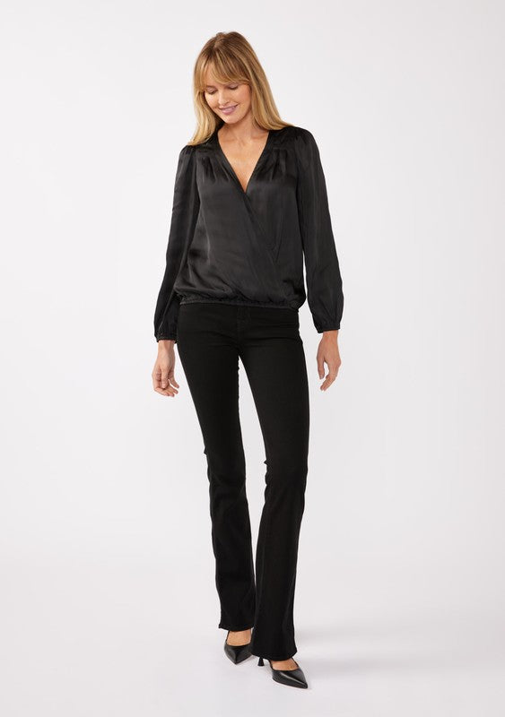 Lovestitch Satin Surplice Blouse (Black)