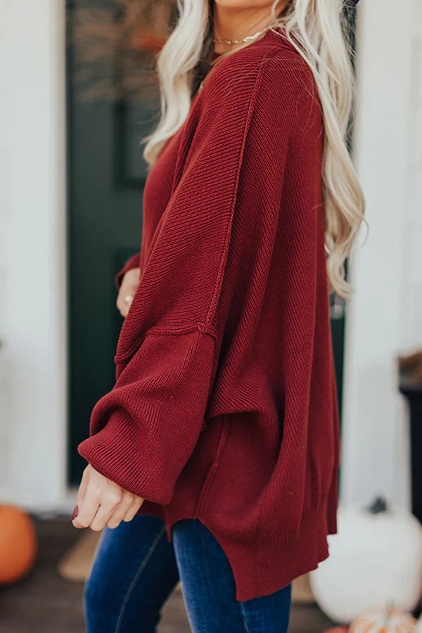 My Cozy At Home Sweater (Red Bean)