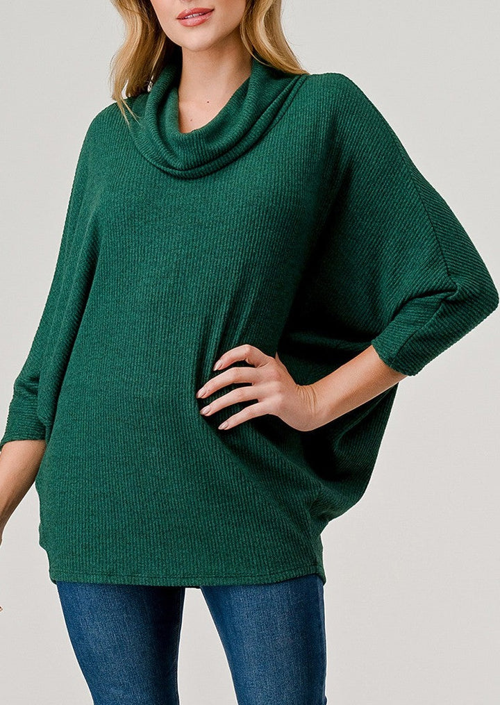 Natural Vibe Cowl Neck Sweater (Evergreen)