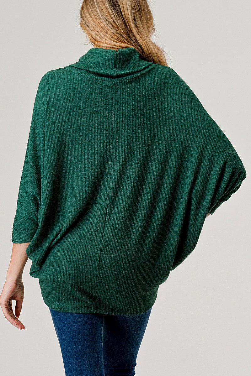 Natural Vibe Cowl Neck Sweater (Evergreen)
