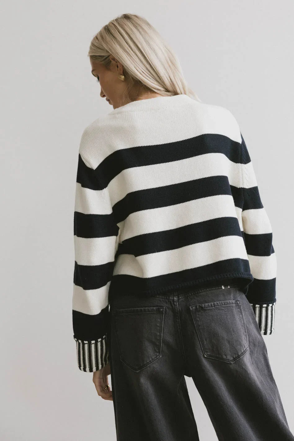 Zen Striped Cotton Sweater (Black)