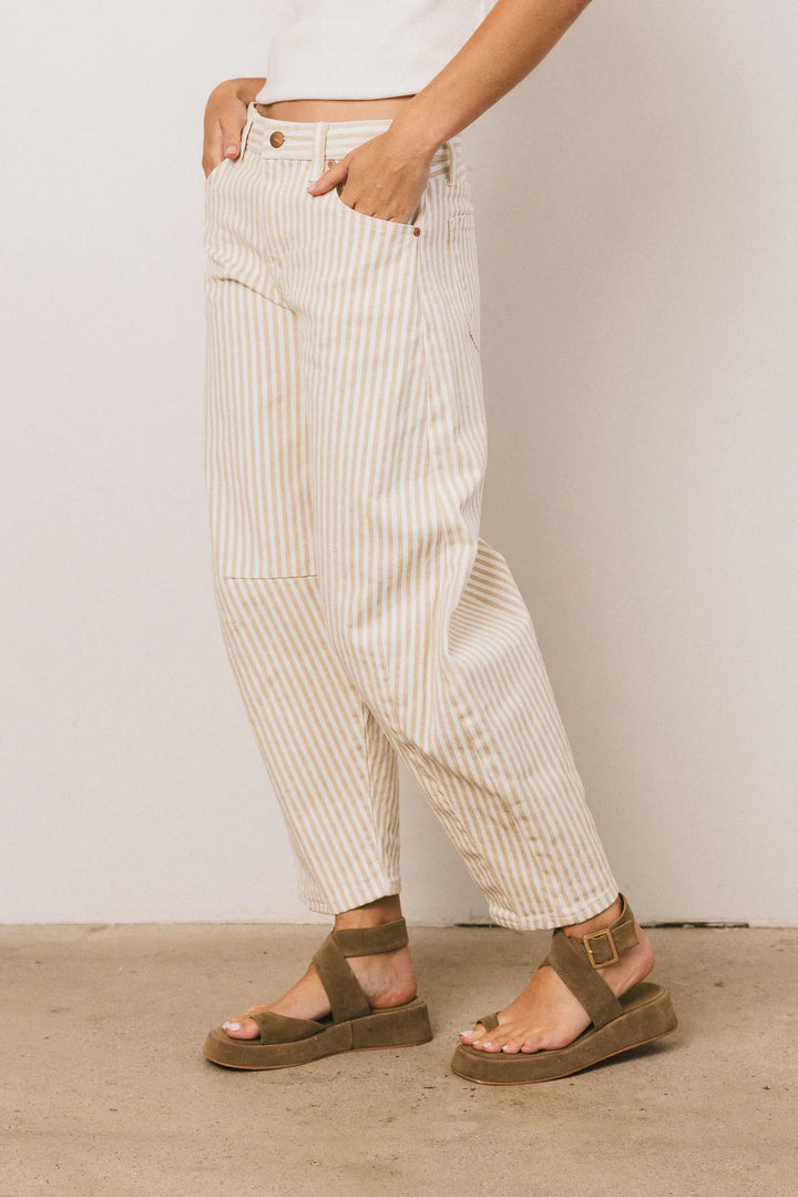 Kancan Pinstripe Barrel Jean