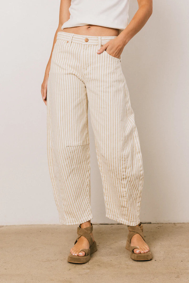 Kancan Pinstripe Barrel Jean