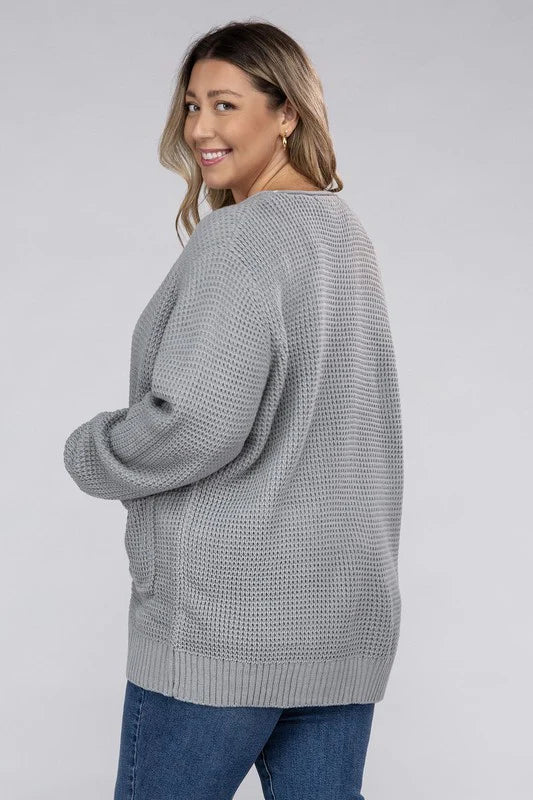 Zen Waffle Knit Cardigan (Heather Grey)