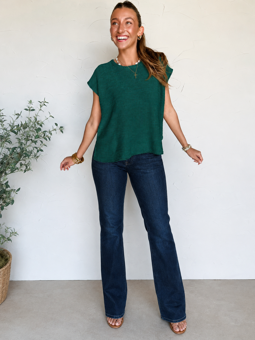 Zen Knit Sweater Tee (Hunter Green)