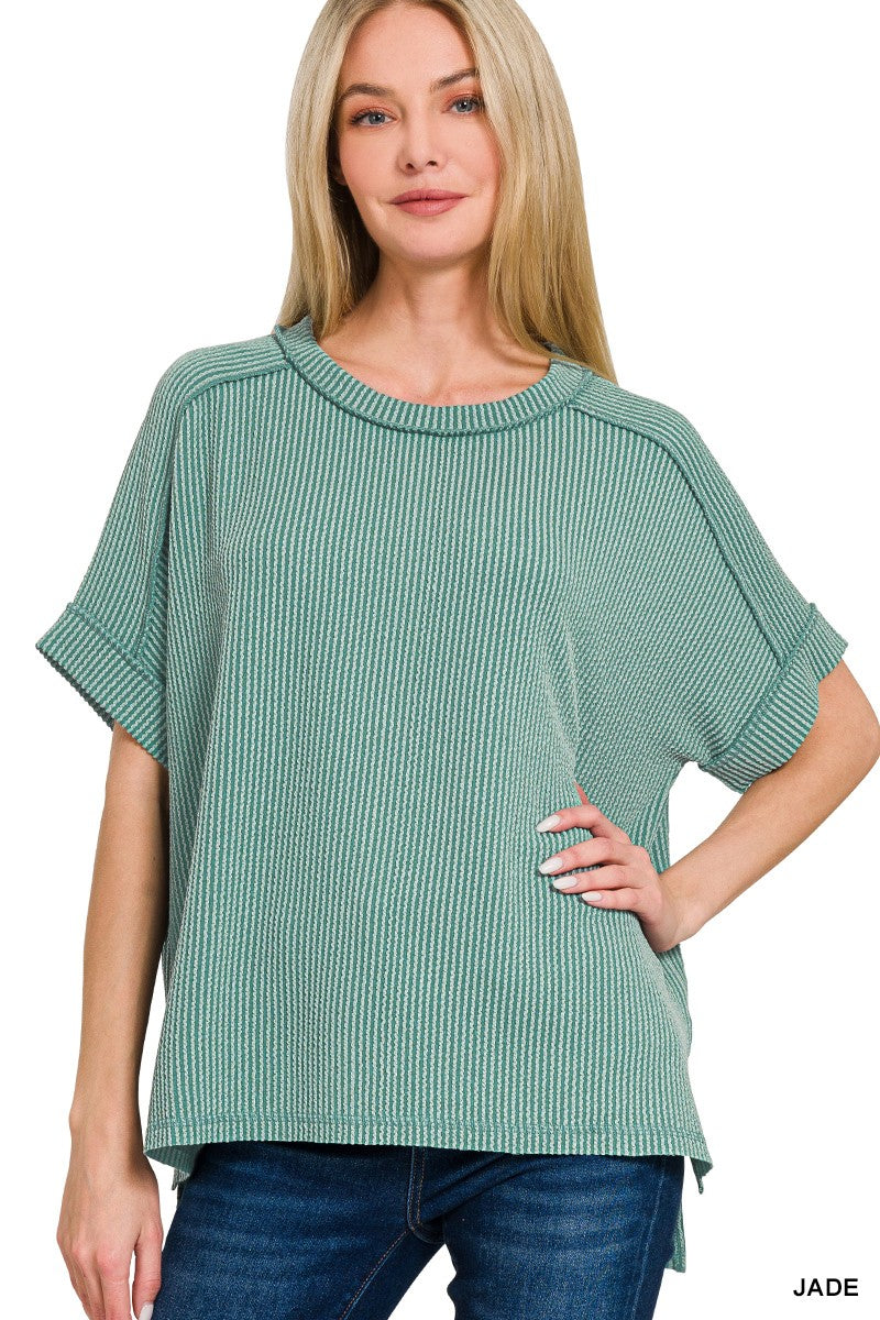 Zen Rib Round Neck Tee (Jade)