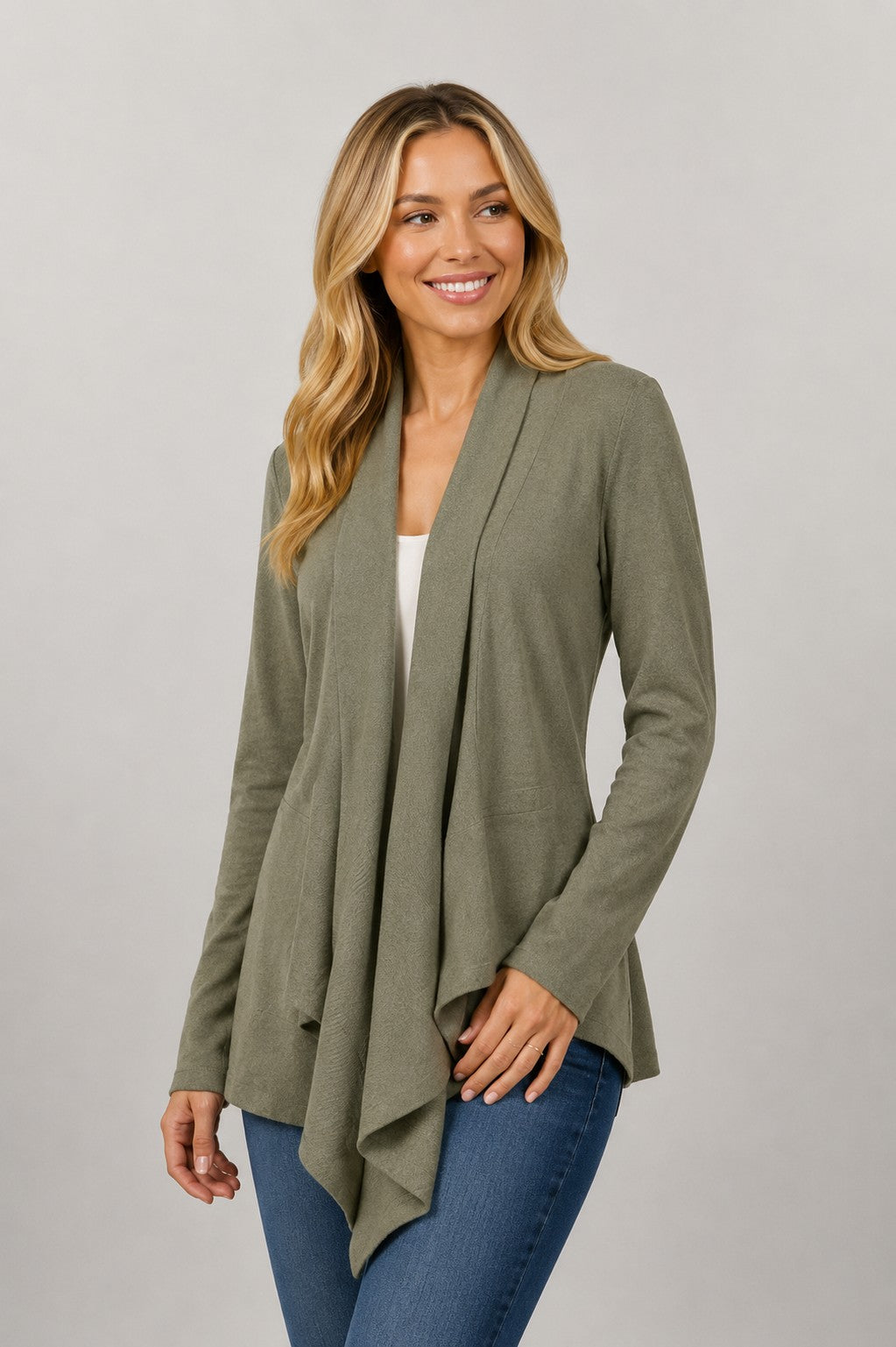 Dreamy Waterfall Cardigan (Heather Olive)