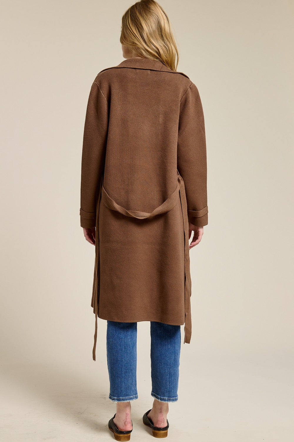 Jolie Cashmere Knit Trench Coat (Chocolate Brown)
