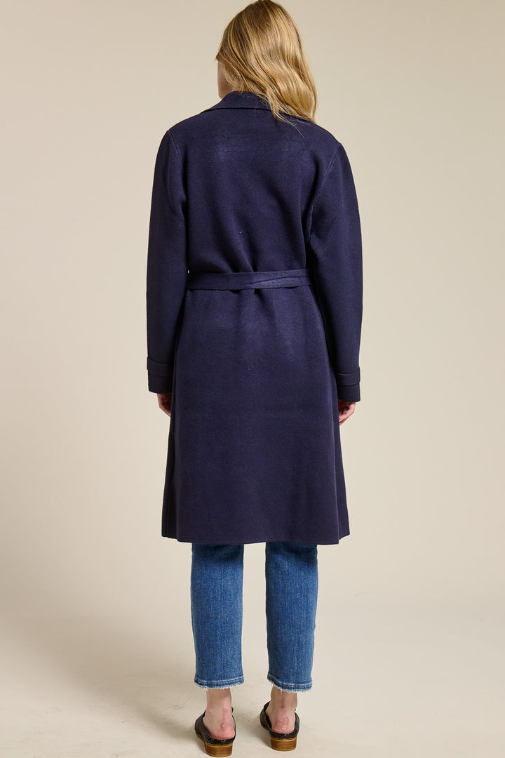 Jolie Cashmere Knit Trench Coat (Navy)