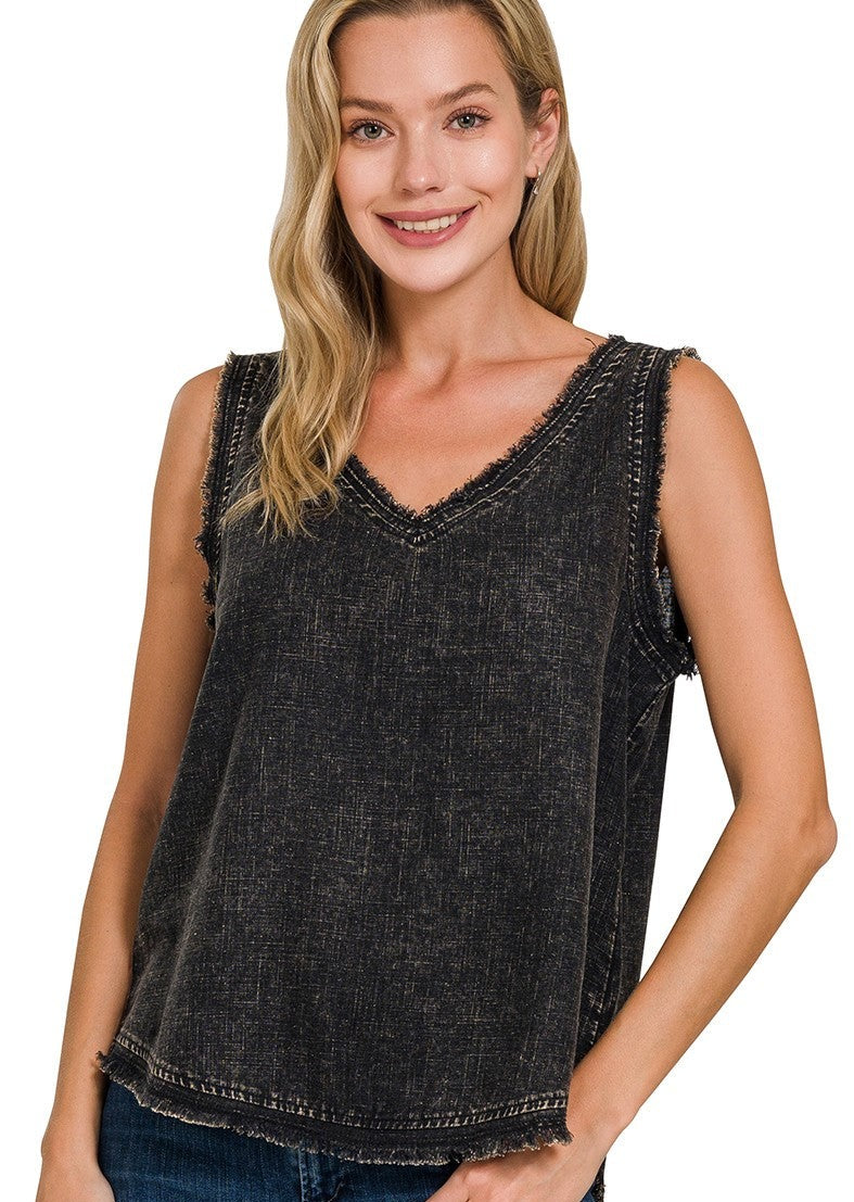 SEAMLESS REVERSIBLE TANK - O/S - LONG - BLACK – Brianne's Boutique