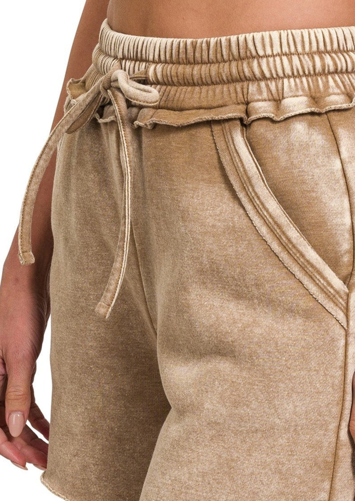 Zen Cotton Blend Sweat Shorts (Deep Camel)